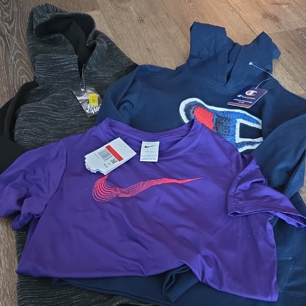 Nike Purple Kids Sweatshirt with Pink Swoosh